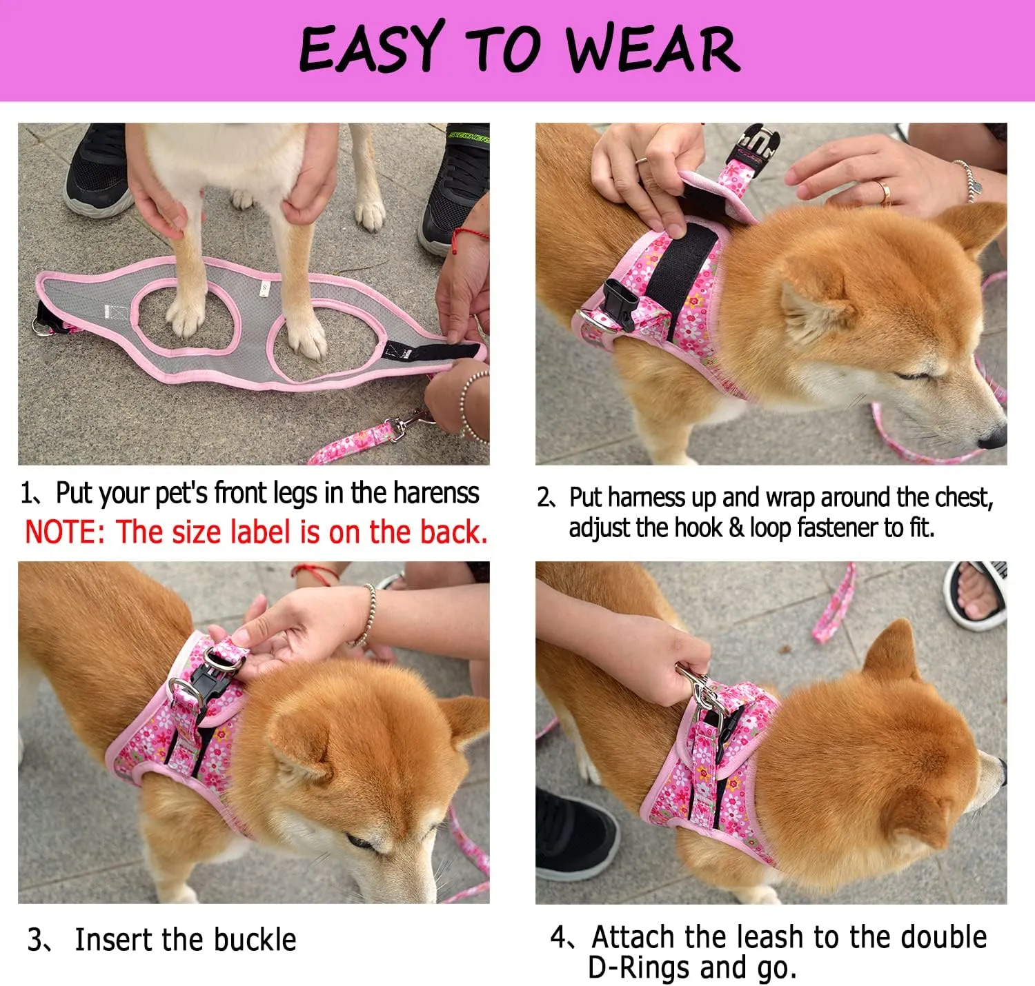 Moonpet Step in Air Boy Dog Harness Leash Set- All Weather Reflective No-Pull Padded Mesh Vest Harness for Cats Puppy Extra-Small Small Medium Large Dogs - Blue Camouflage - S