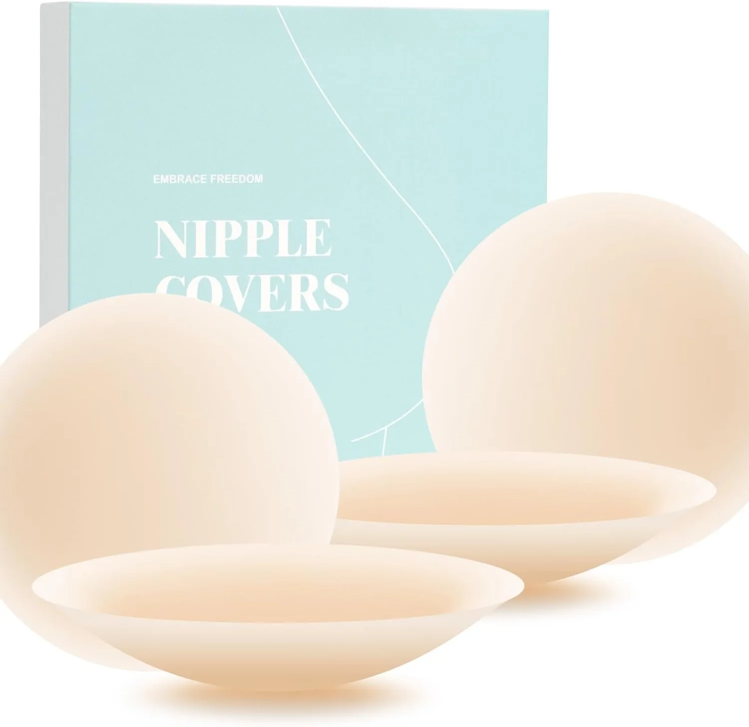 Nipple Covers No Show, 2 Pairs Sticky Adhesive Silicone Nipple Pasties for Women Reusable Pasty Strapless Bra Dress