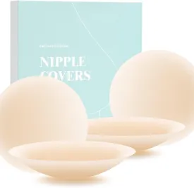 Nipple Covers No Show, 2 Pairs Sticky Adhesive Silicone Nipple Pasties for Women Reusable Pasty Strapless Bra Dress