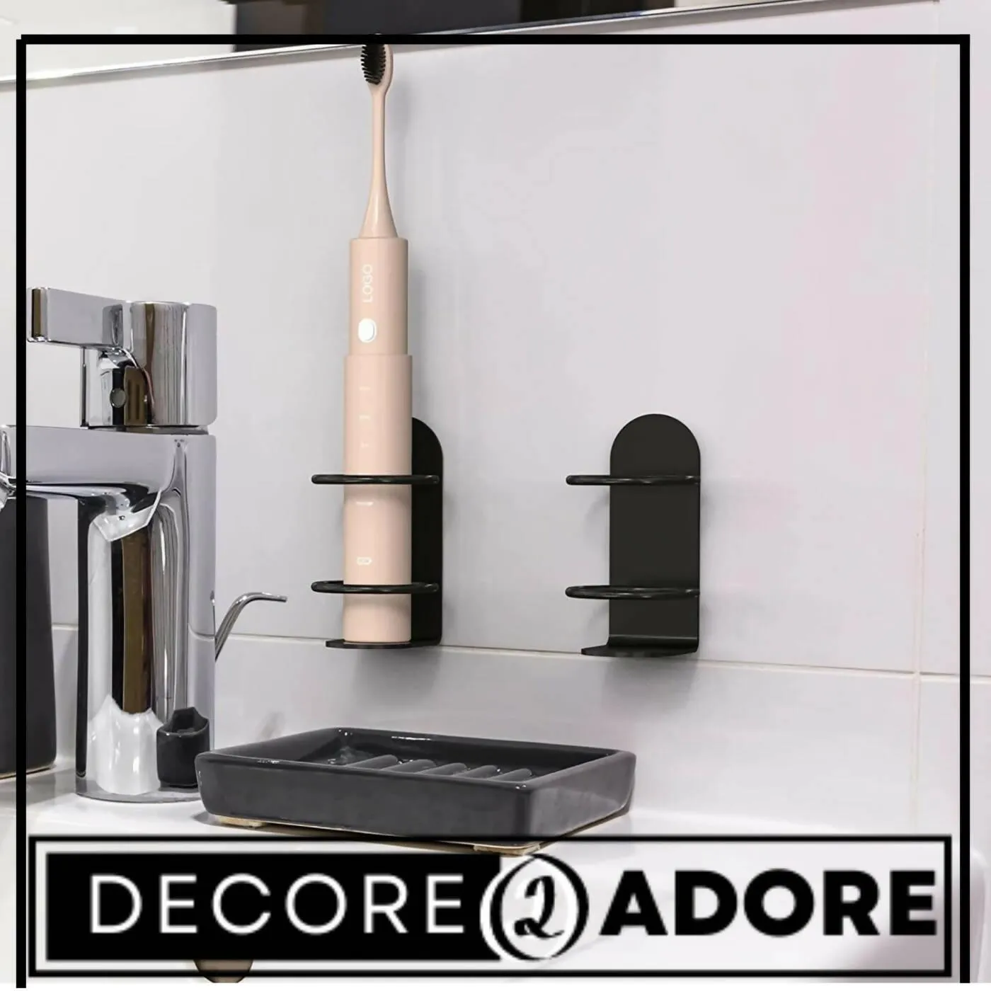 One Piece Customize, Iron Toothbrush Storage Organizer Stand Rack, Self Adhesive Toothbrush Hanger for Bathroom