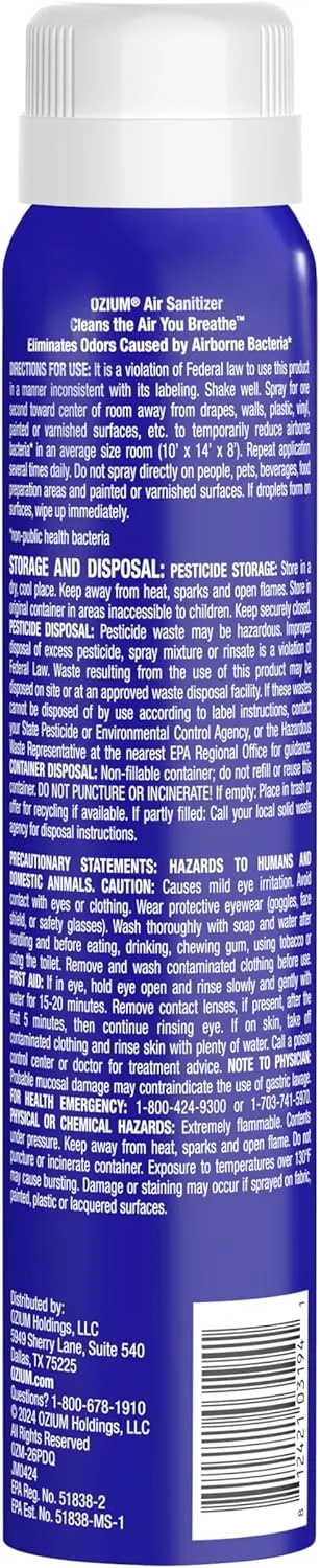 Ozium 3.5 Oz. Air Sanitizer & Odor Eliminator for Homes, Cars, Offices and More, Carbon Black Scent, 2 Pack