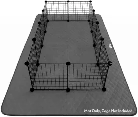 Paw Inspired 80x50 Waterproof Playpen Mat | Super Absorbent Fleece Cage Liner with Non-Slip Bottom | Pet Play Pen Pad for Dogs, Rabbits, Guinea Pigs, Hamsters, Small Animals (Dark Gray)