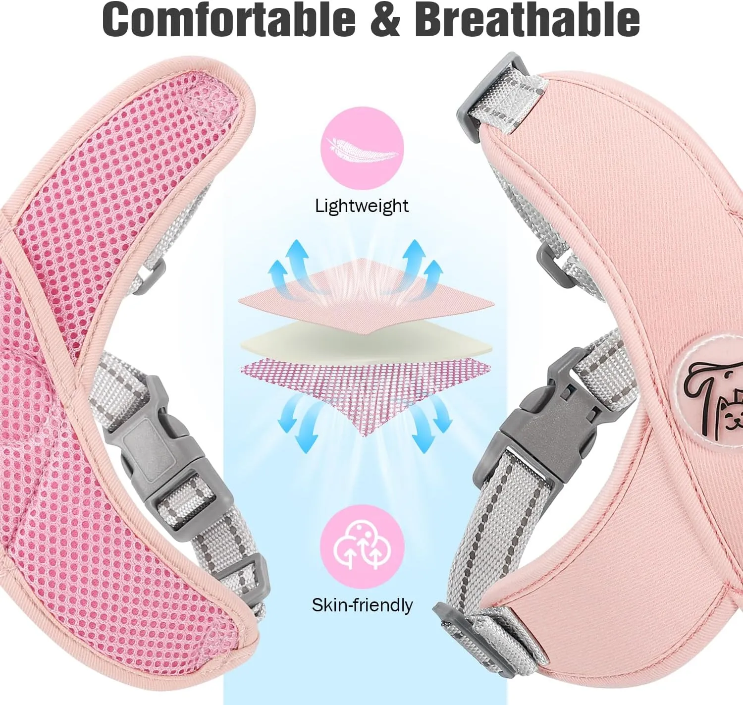 Pawaboo Small Dog Harness and Leash Set, Puppy Harness X-Frame No Pull No Choke, Dog Vest Harness Adjustable for Small Medium Sized Dogs, Soft Breathable Pet Harness for Walking Outing (S, Pink)