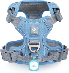 Pawaii No Pull Dog Harness with Pet ID Tag,Reflective Strips No Choke Front O Ring Breathable Mesh Adjustable Soft Padded Pet Vest with Easy Control Handle for Large Dogs