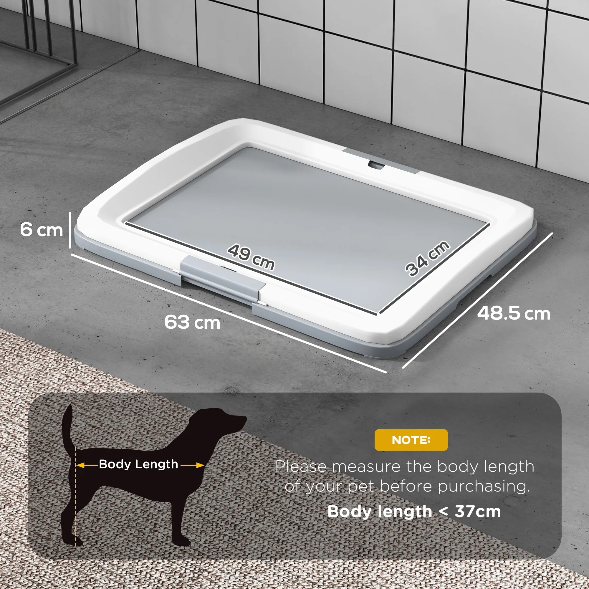 PawHut Dog Toilet Tray, Dog Litter Tray for Training Dogs, 63 x 49 x 6cm