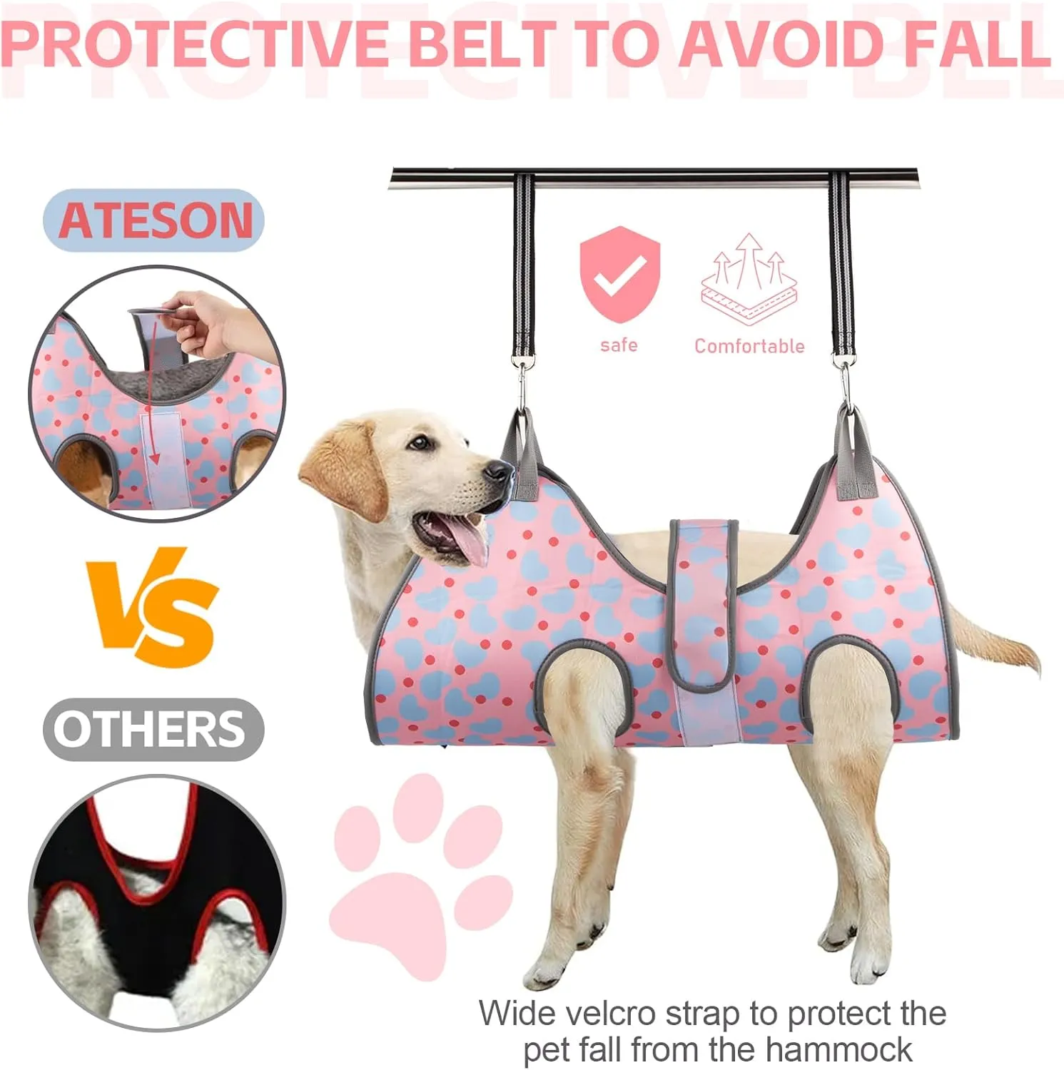 Pawsome Dog Grooming Hammock - Medium Dog Harness for Easy Nail Trimming, Sling Holder with Nail Clippers & File