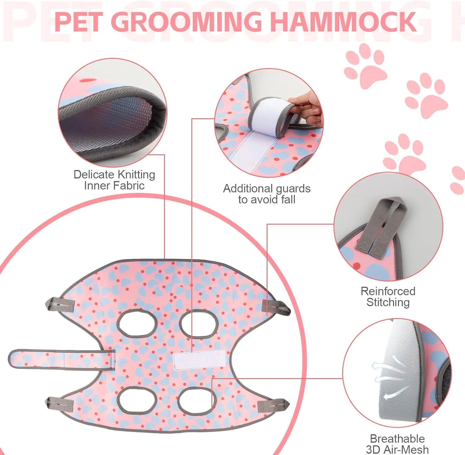Pawsome Dog Grooming Hammock - Medium Dog Harness for Easy Nail Trimming, Sling Holder with Nail Clippers & File