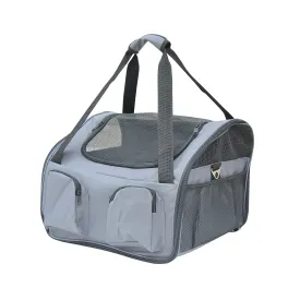 Pet Carrier Folding Bag Car Seat Cat Dog Puppy Kennel Portable Travel Cage Tote Case Mesh Holder House Grey