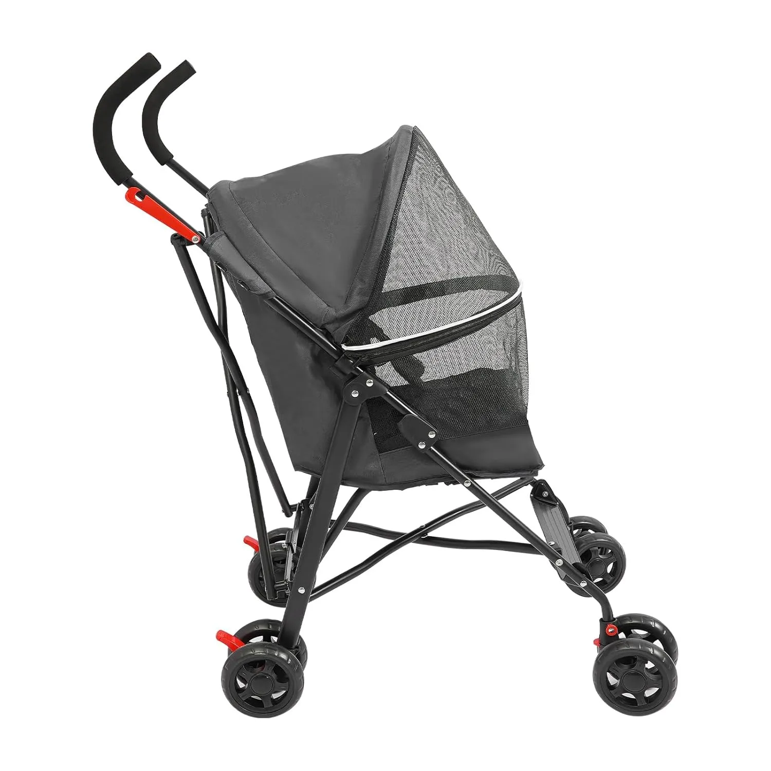 Pet Travel Stroller, Compact, Easy Fold, No Assembly Required Pet Stroller, for Carrying Small and Medium-Sized Dogs or Cats Under 22 lbs (Black)