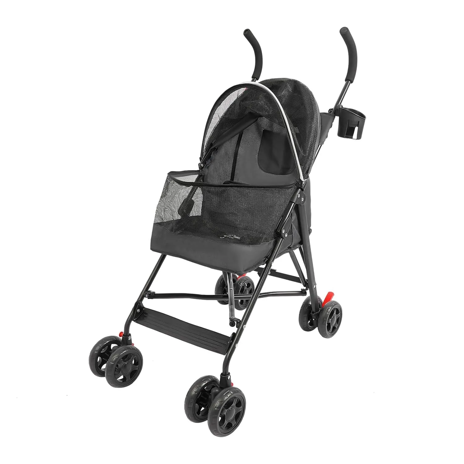 Pet Travel Stroller, Compact, Easy Fold, No Assembly Required Pet Stroller, for Carrying Small and Medium-Sized Dogs or Cats Under 22 lbs (Black)