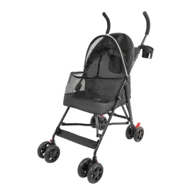 Pet Travel Stroller, Compact, Easy Fold, No Assembly Required Pet Stroller, for Carrying Small and Medium-Sized Dogs or Cats Under 22 lbs (Black)