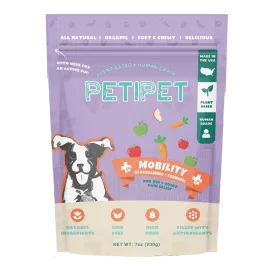 Petipet Mobility Bites with Glucosamine   Turmeric Apple & Carrot Flavored Soft Chew Hip & Joint Supplement for Dogs, 7-oz bag