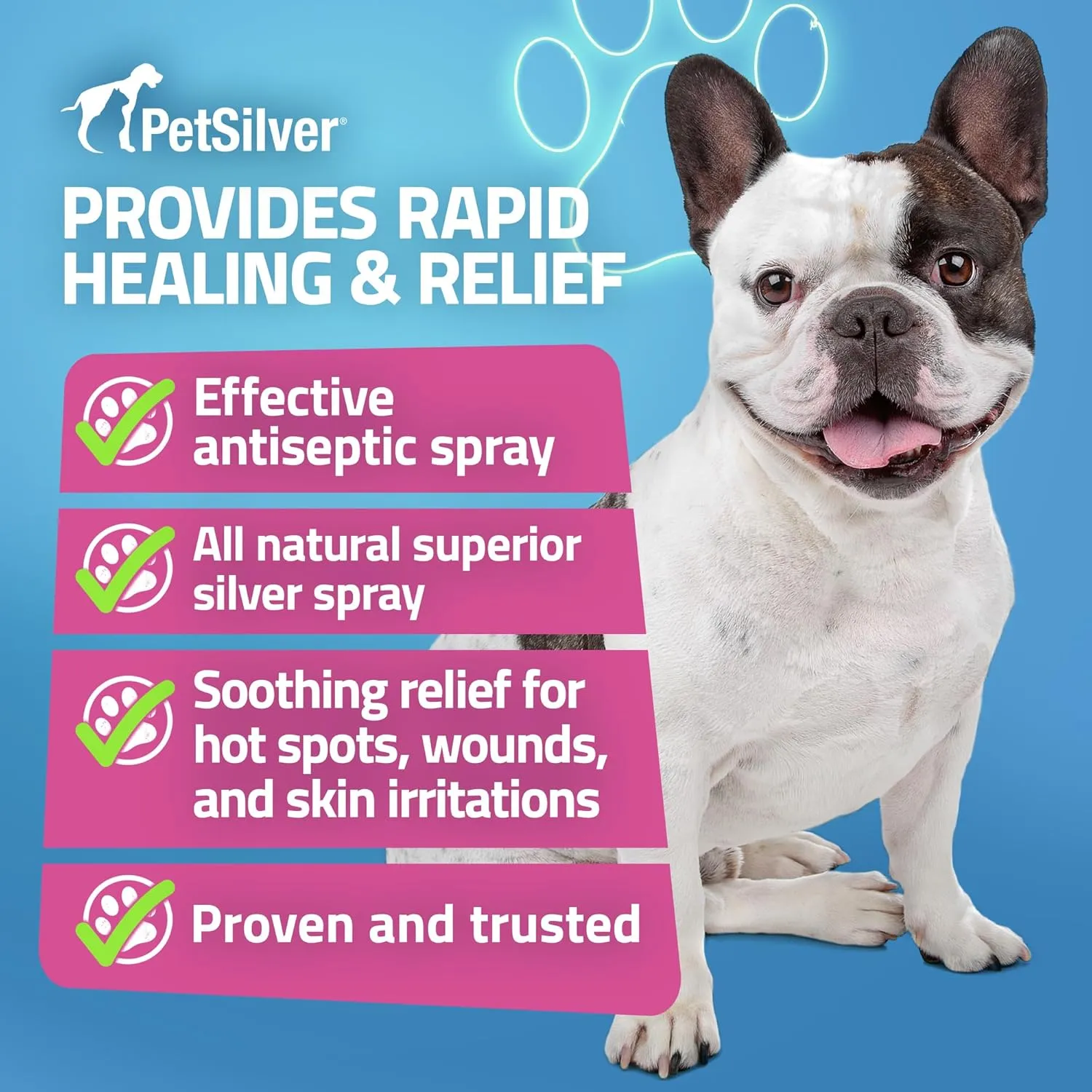 PetSilver Wound & Skin Spray - Dog Wound Spray, Hot Spot, Allergy Relief for Dogs, Itch Spray for Cats - Natural Skin Soother - Chelated Silver, Superior to Colloidal Silver - Made in USA - 8 fl oz
