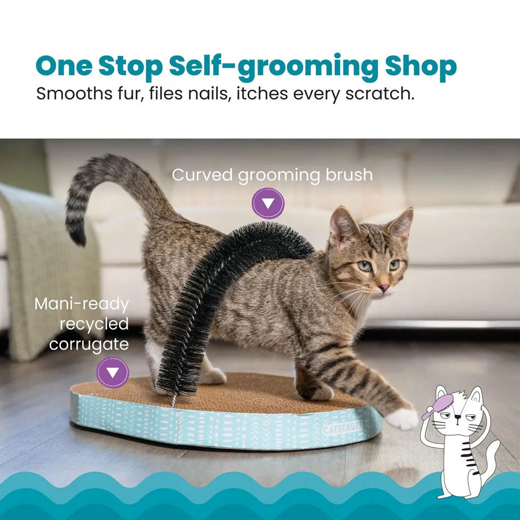 Petstages Scratch & Groom Scratch Pad & Grooming Brush Cat Toy, 1-count
