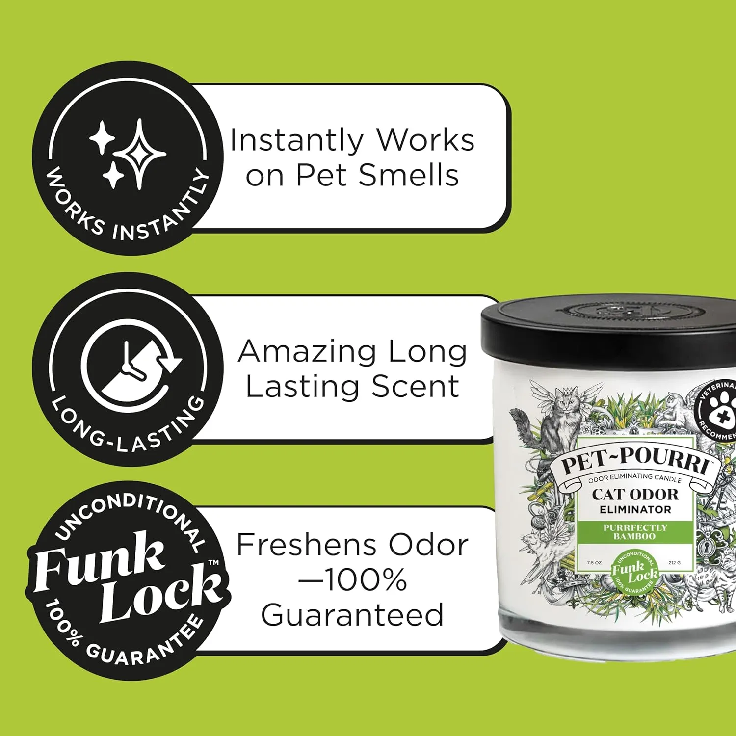 Poo-Pourri Purrfectly Bamboo Cat Deodorizer Candle  Cat Safe Plant Based Ingredients & Wax  Vet Approved  Aromatherapy & Air Freshener for Kitty Odor  Scented with Bamboo, Jasmine & Pear