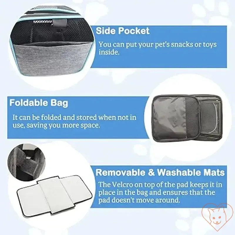Portable Foldable Cat Carrier Backpack with Breathable Design
