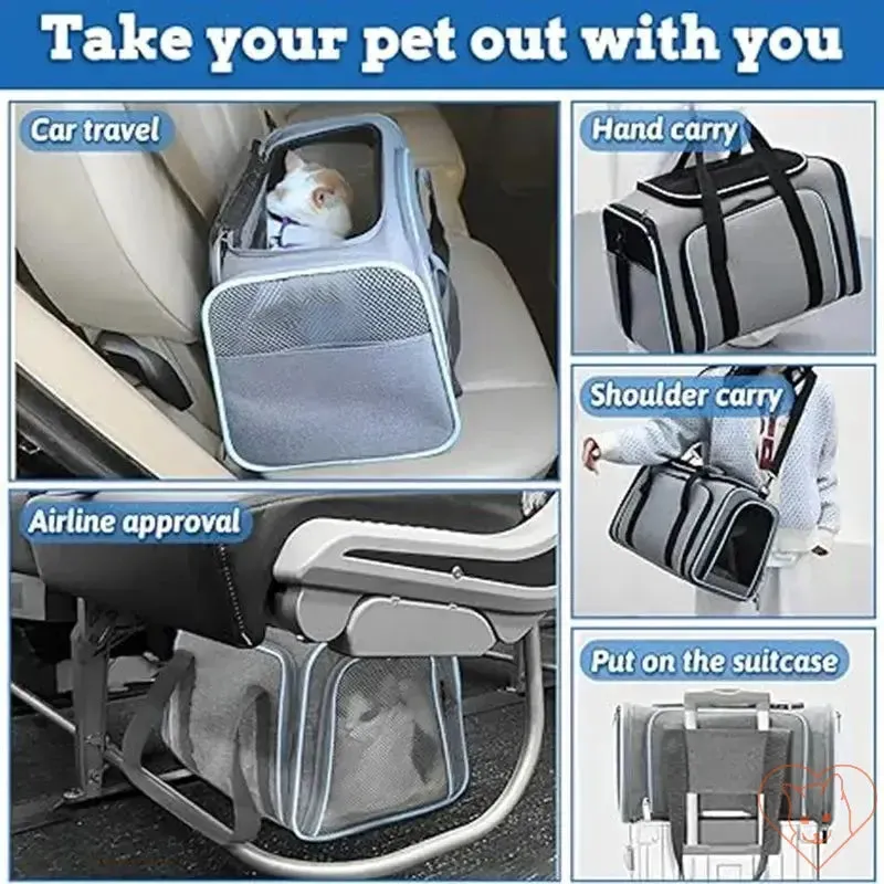 Portable Foldable Cat Carrier Backpack with Breathable Design