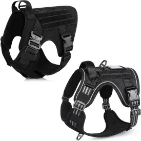 rabbitgoo Tactical Dog Harness for Large Dogs, Heavy Duty Dog Harness with Handle, No-Pull Service Dog Vest Large Breed, Adjustable Military Dog Vest Harness for Training Hunting Walking
