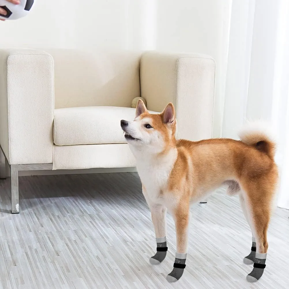 SCENEREAL Anti-Slip Dog Socks to Prevent Licking Paws for Hot/Cold Pavement, Dog Shoes Boots & Paw Protectors with Grippers for Hardwood Floors, Non-Slip Socks for Small Medium Large and Senior Dogs
