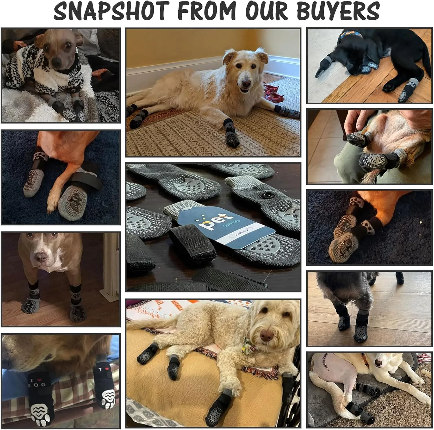 SCENEREAL Anti-Slip Dog Socks to Prevent Licking Paws for Hot/Cold Pavement, Dog Shoes Boots & Paw Protectors with Grippers for Hardwood Floors, Non-Slip Socks for Small Medium Large and Senior Dogs
