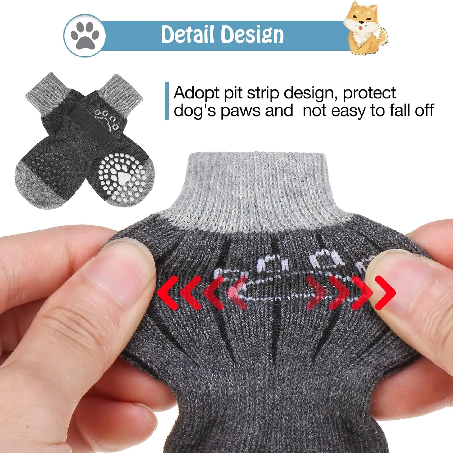 SCENEREAL Anti-Slip Dog Socks to Prevent Licking Paws for Hot/Cold Pavement, Dog Shoes Boots & Paw Protectors with Grippers for Hardwood Floors, Non-Slip Socks for Small Medium Large and Senior Dogs