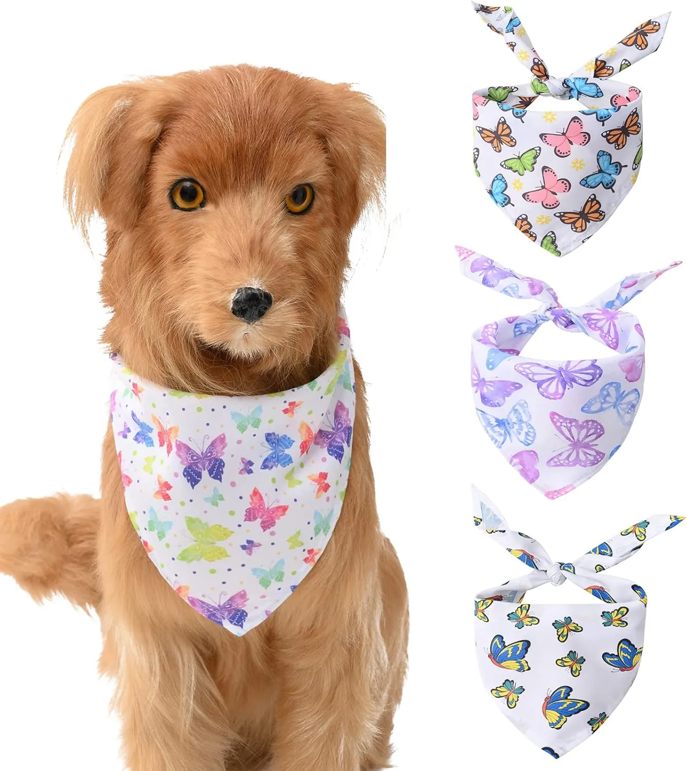 SEIS 4 Pcs Butterfly Dog Bandanas Summer Pet Triangular Bandage Spring Pet Triangle Bibs Colorful Cat Scarf Outdoor Costume for Cats Small Medium Large Dogs (Butterfly)