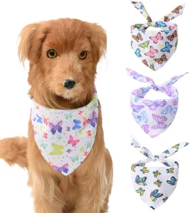 SEIS 4 Pcs Butterfly Dog Bandanas Summer Pet Triangular Bandage Spring Pet Triangle Bibs Colorful Cat Scarf Outdoor Costume for Cats Small Medium Large Dogs (Butterfly)