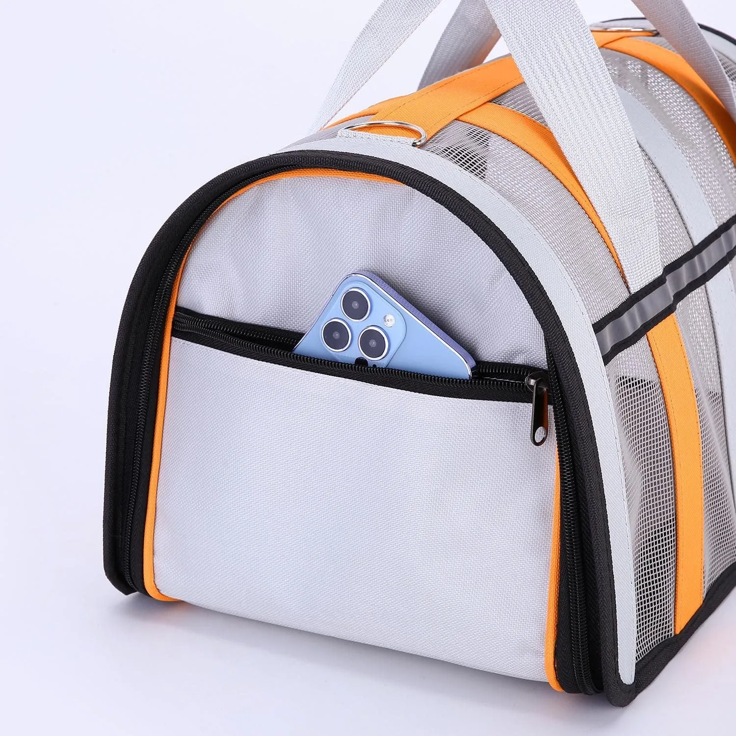 Size S Green And White Foldable Pet Carrier Bag - Lightweight, Breathable, and Spacious for All Seasons