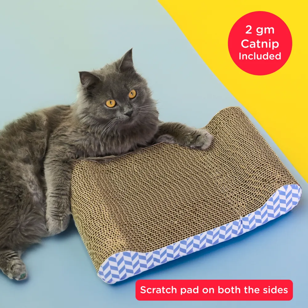 Skatrs Lounge Corrugated Cardboard Scratcher Pad Toy With Catnip for Cats (Length 38cm)
