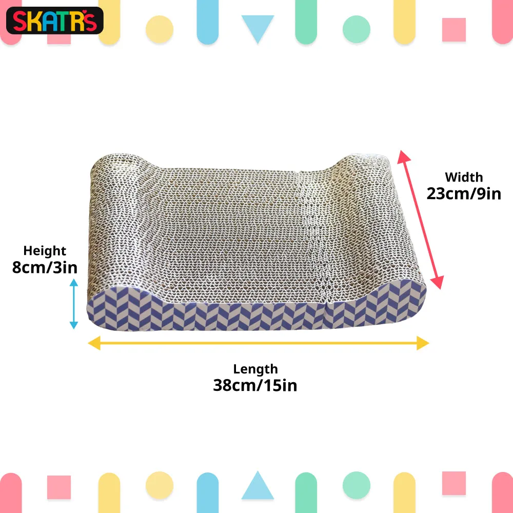 Skatrs Lounge Corrugated Cardboard Scratcher Pad Toy With Catnip for Cats (Length 38cm)