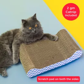 Skatrs Lounge Corrugated Cardboard Scratcher Pad Toy With Catnip for Cats (Length 38cm)