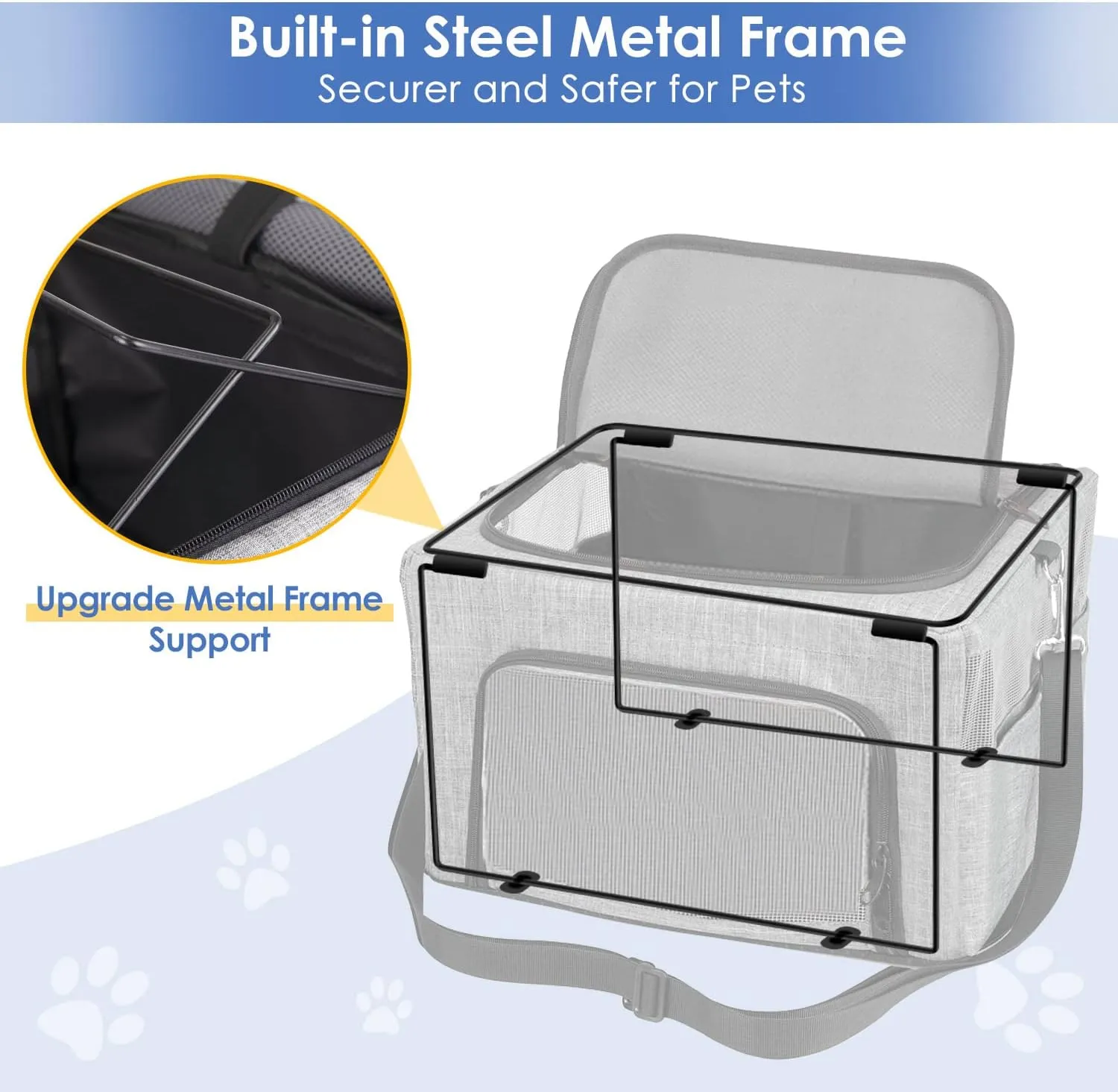 SlowTon Dog Booster Car Seat, Reinforce Metal Frame Safe Pet Car Seat with Seatbelt & Waterproof Pee Pad & Top Cover | Portable Collapsible Puppy Carrier Bag | for Small Dogs Cats (with Soft Pad)