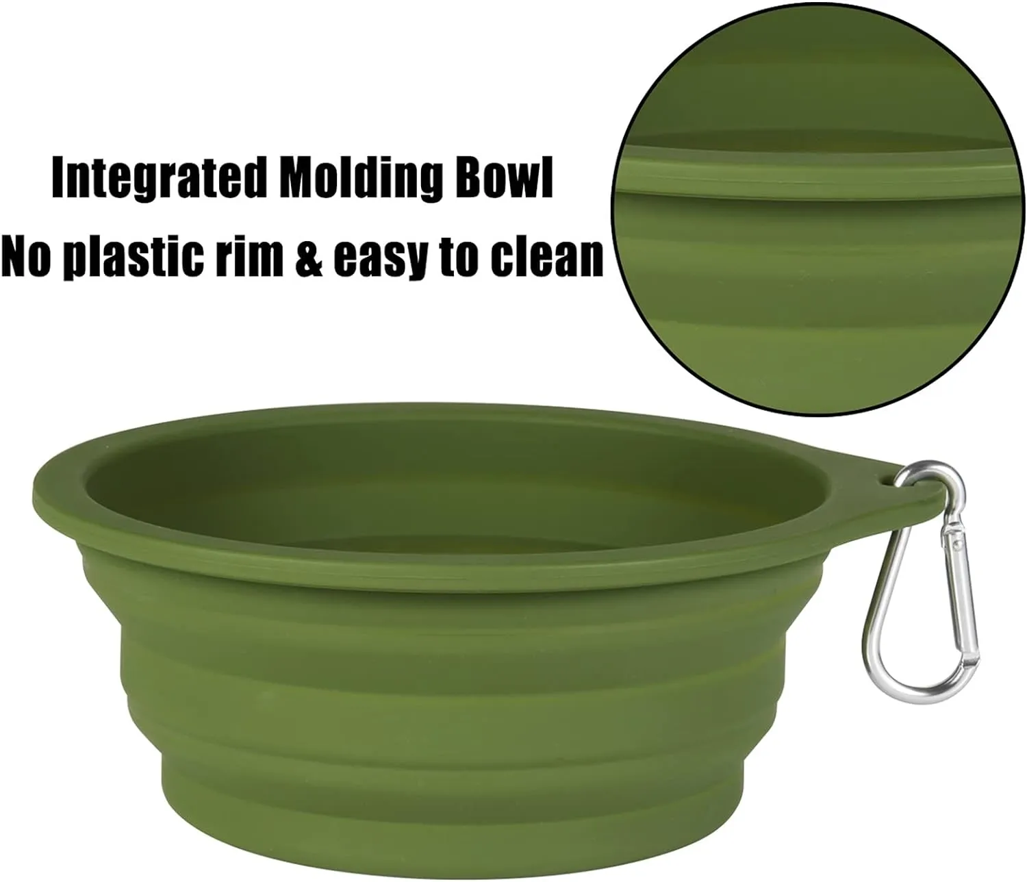 SLSON 2Pack Collapsible Dog Bowl,Integrated Molding Travel Bowl No Plastic Rim Pet Feeding Bowls for Walking Traveling Outdoors,600ML (Navy Blue Dark Green)