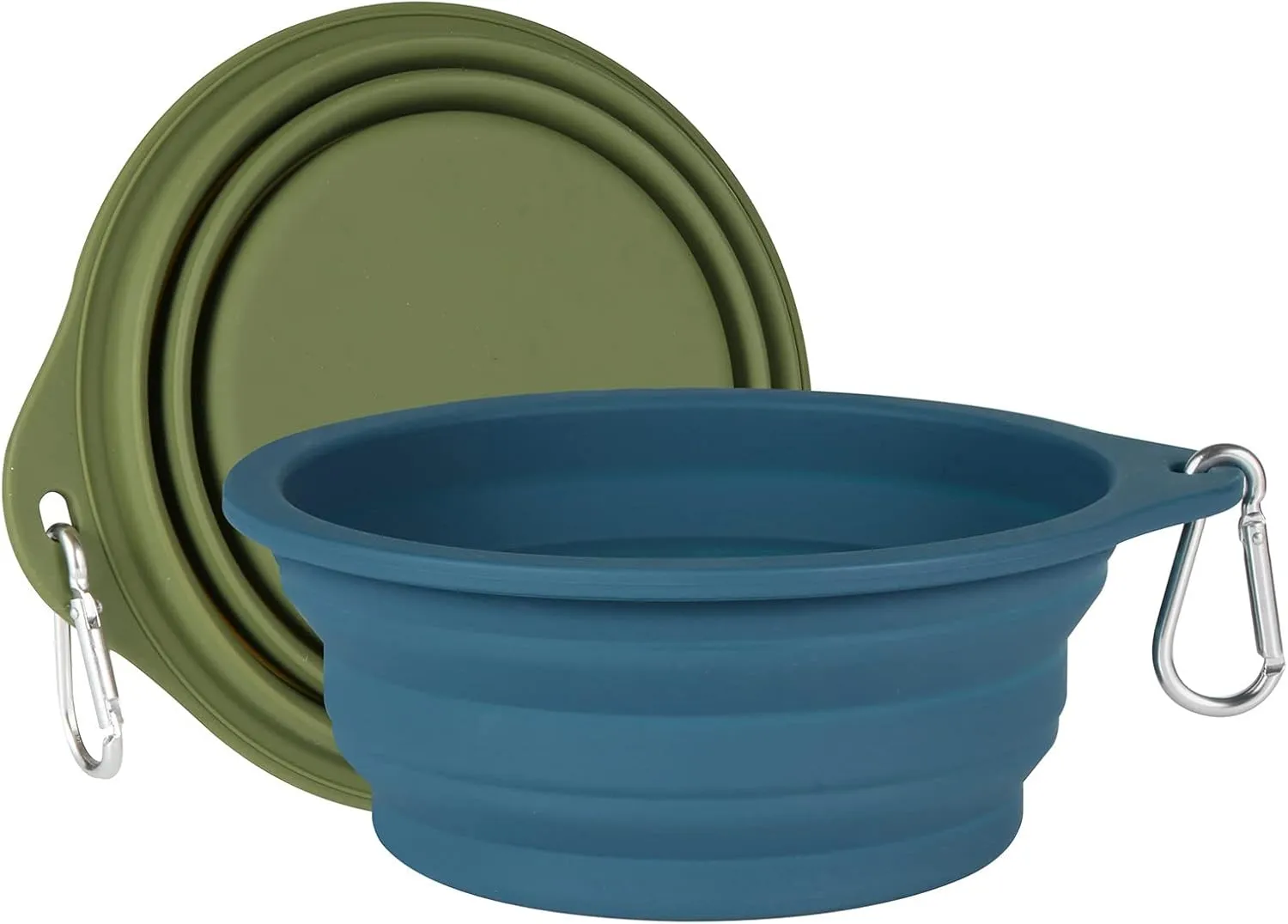 SLSON 2Pack Collapsible Dog Bowl,Integrated Molding Travel Bowl No Plastic Rim Pet Feeding Bowls for Walking Traveling Outdoors,600ML (Navy Blue Dark Green)