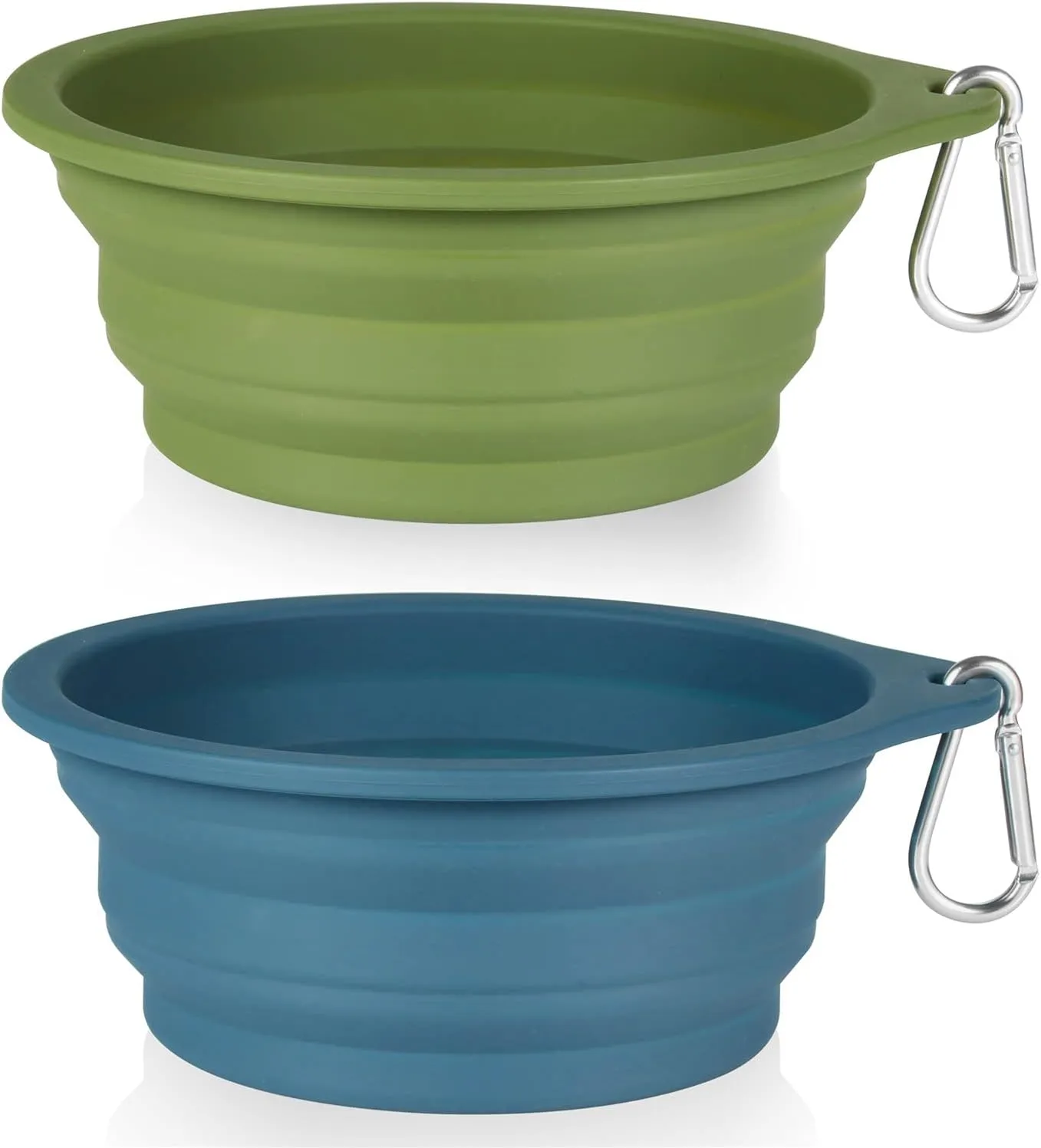 SLSON 2Pack Collapsible Dog Bowl,Integrated Molding Travel Bowl No Plastic Rim Pet Feeding Bowls for Walking Traveling Outdoors,600ML (Navy Blue Dark Green)