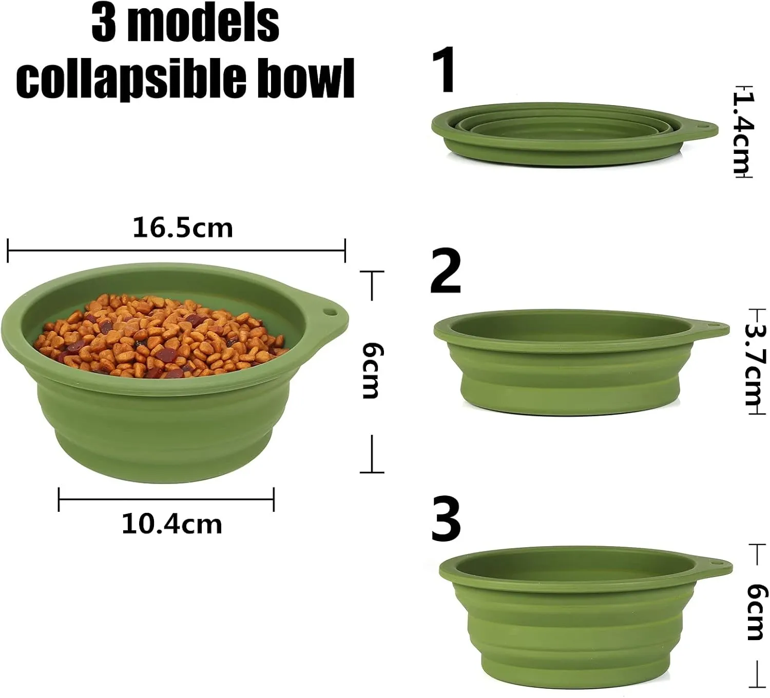 SLSON 2Pack Collapsible Dog Bowl,Integrated Molding Travel Bowl No Plastic Rim Pet Feeding Bowls for Walking Traveling Outdoors,600ML (Navy Blue Dark Green)