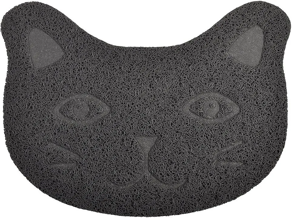 Small Cat Litter Box Debris Catcher Mat,Kitty Scatter Control Rug,16x12 Inches (Gray)