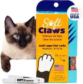 Soft Claws Cat Nail Caps for Medium Cats  (40 Caps, Pride) - Made in USA - Veterinarian-Developed | Protects Furniture & Skin - Easy to Apply, Long-Lasting Anti-Scratch Soft Cat Claw Covers