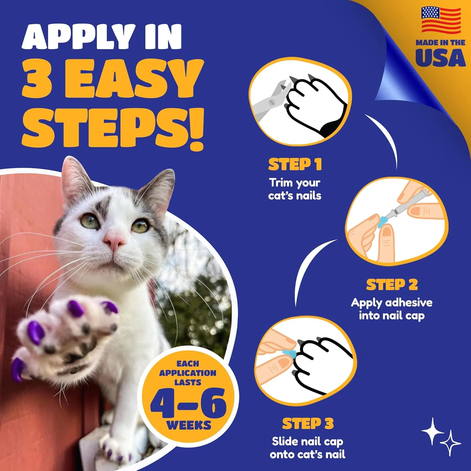 Soft Claws Cat Nail Caps for Medium Cats  (40 Caps, Pride) - Made in USA - Veterinarian-Developed | Protects Furniture & Skin - Easy to Apply, Long-Lasting Anti-Scratch Soft Cat Claw Covers