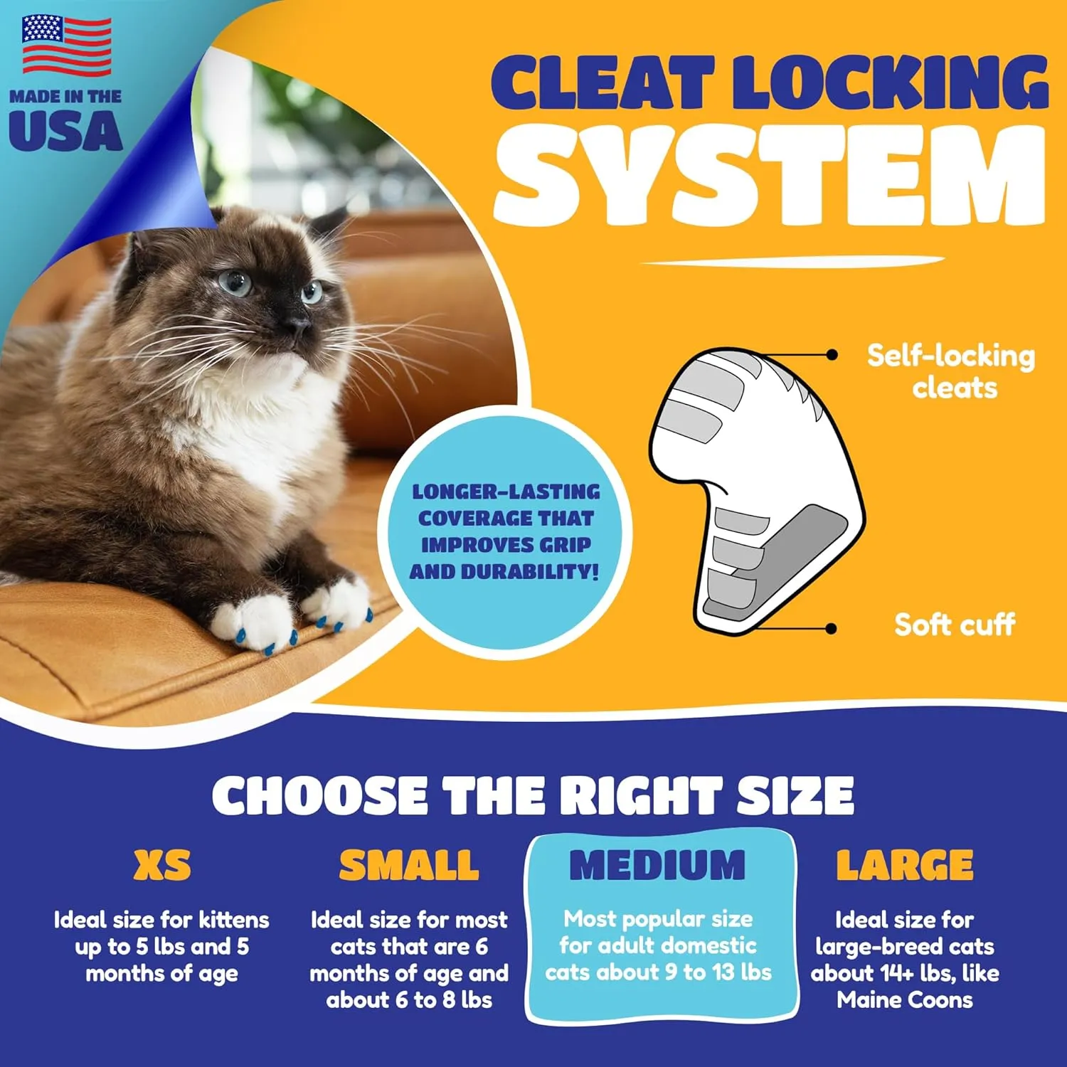 Soft Claws Cat Nail Caps for Medium Cats  (40 Caps, Pride) - Made in USA - Veterinarian-Developed | Protects Furniture & Skin - Easy to Apply, Long-Lasting Anti-Scratch Soft Cat Claw Covers