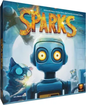 Sparks Board Game - Built a Robot Factory in a Dice Drafting Strategy Game for Kids & Adults, Ages 12 , 1-4 Players, 45 Minute Playtime, Made by Surfin' Meeple