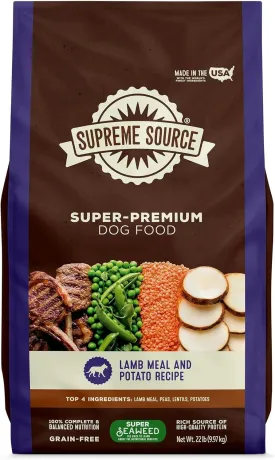 Supreme Source Grain-Free Dry Dog Food, Recipe with Seaweed Superfood, All Life Stages, Complete Nutrition, No Corn Soy or Fillers, Natural Digestive Support (22 lbs, Turkey Meal & Sweet Potato)