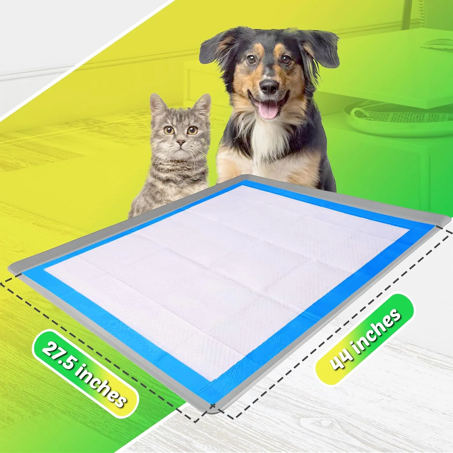 TidyFriend Dog Pee Pad Holder Tray for 27.5 x 44 Inches Training Pads, Silicon Dog Potty Tray, No Spill, Easy to Clean and Store Perfect for Pets (Light Grey)