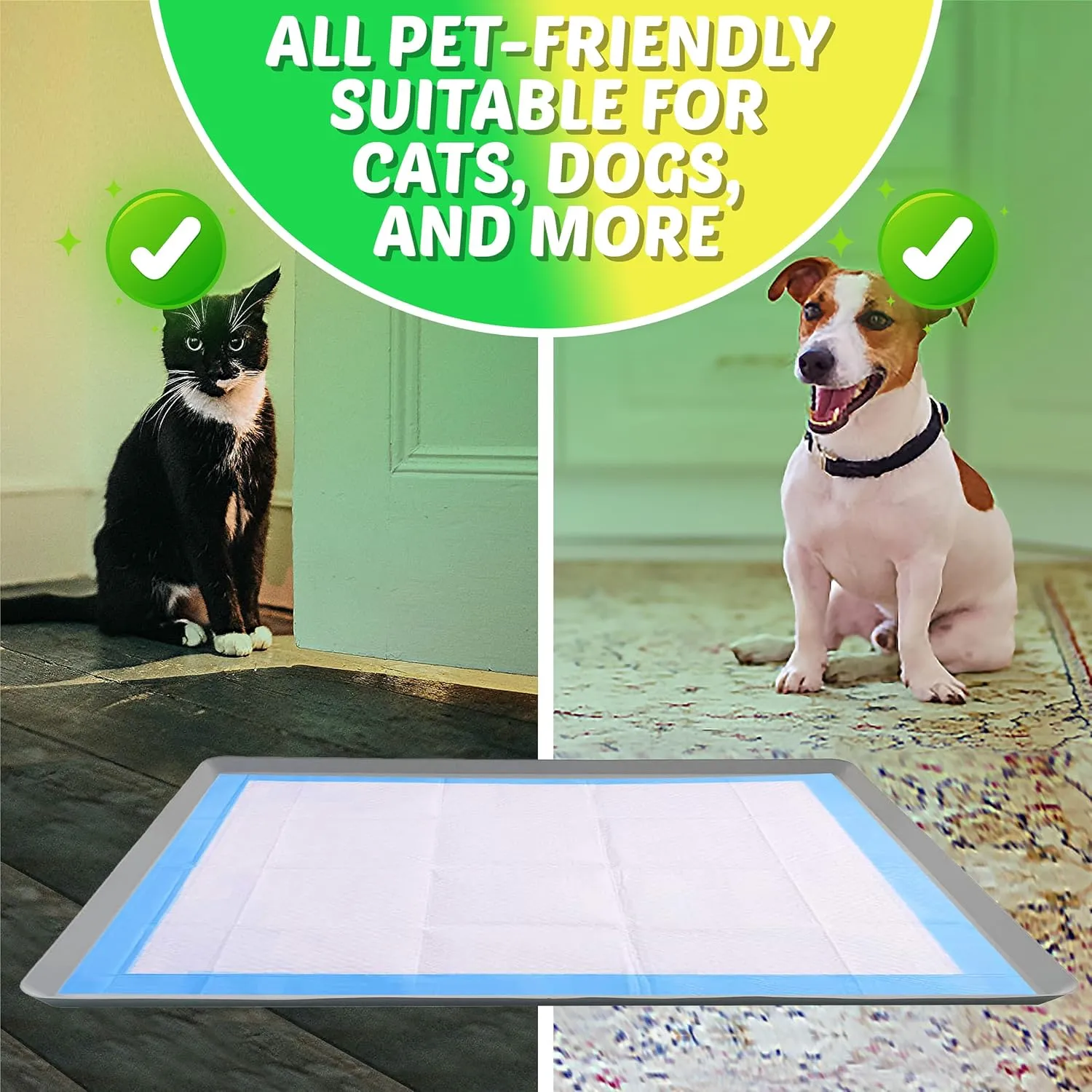 TidyFriend Dog Pee Pad Holder Tray for 27.5 x 44 Inches Training Pads, Silicon Dog Potty Tray, No Spill, Easy to Clean and Store Perfect for Pets (Light Grey)