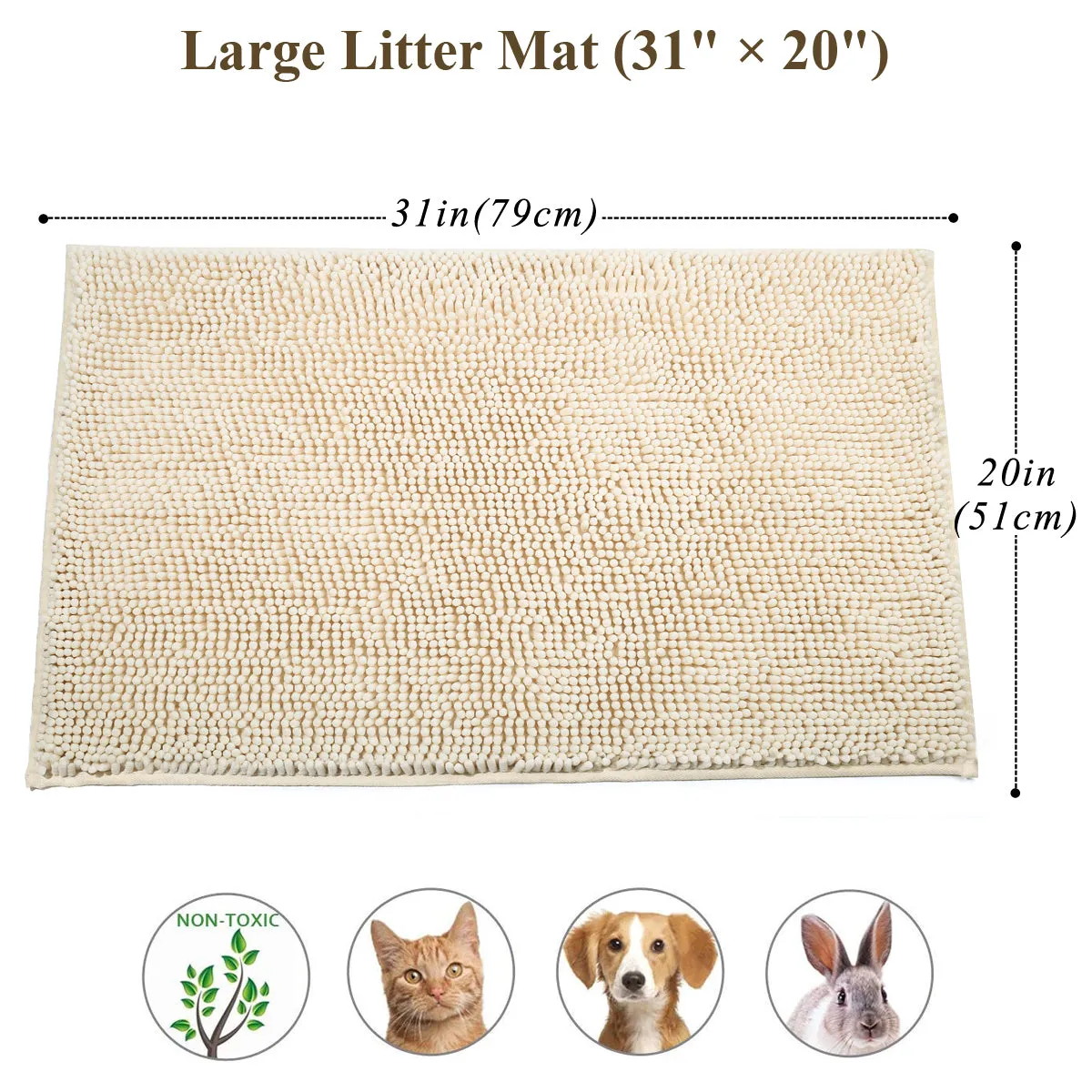Vivaglory 3D Design Microfiber Cat Litter Mats Trap All Kind of Litter, 31"× 20" or 35"× 25" Large Litter Mat with Waterproof Back, Super Soft to Walk on, Machine Washable