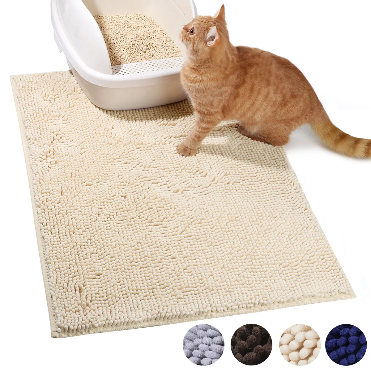 Vivaglory 3D Design Microfiber Cat Litter Mats Trap All Kind of Litter, 31"× 20" or 35"× 25" Large Litter Mat with Waterproof Back, Super Soft to Walk on, Machine Washable