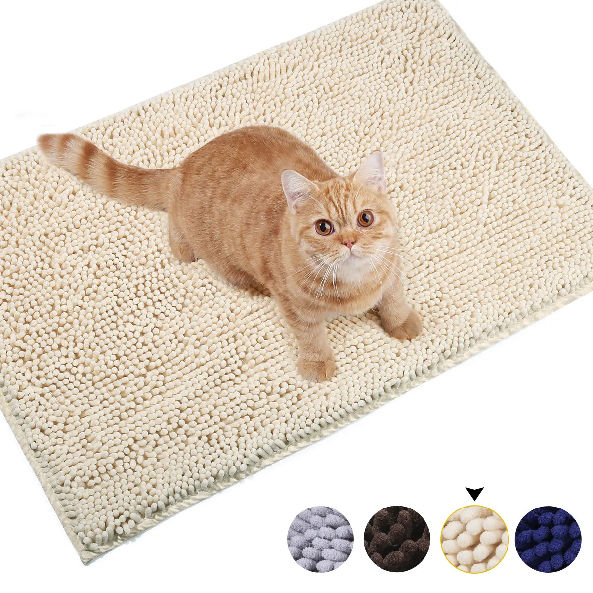 Vivaglory 3D Design Microfiber Cat Litter Mats Trap All Kind of Litter, 31"× 20" or 35"× 25" Large Litter Mat with Waterproof Back, Super Soft to Walk on, Machine Washable