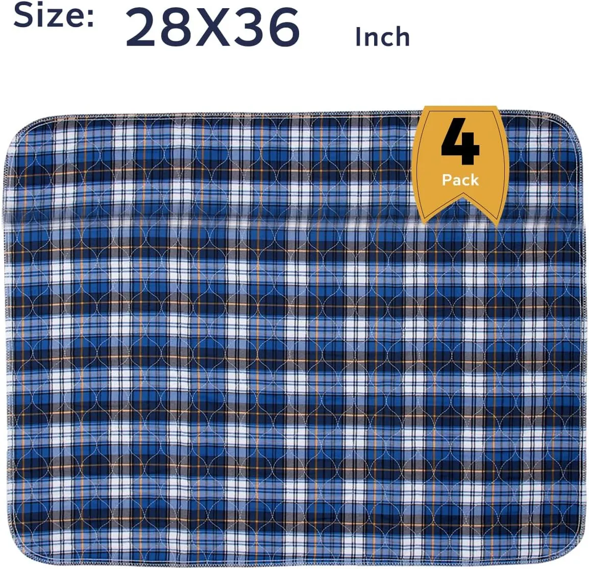 Washable Bed Pads, Non-Slip Bed Pads for Incontinence (28" x 36", 4 Pack) - Waterproof and Reusable Underpads for Adults, Kids, and Pets