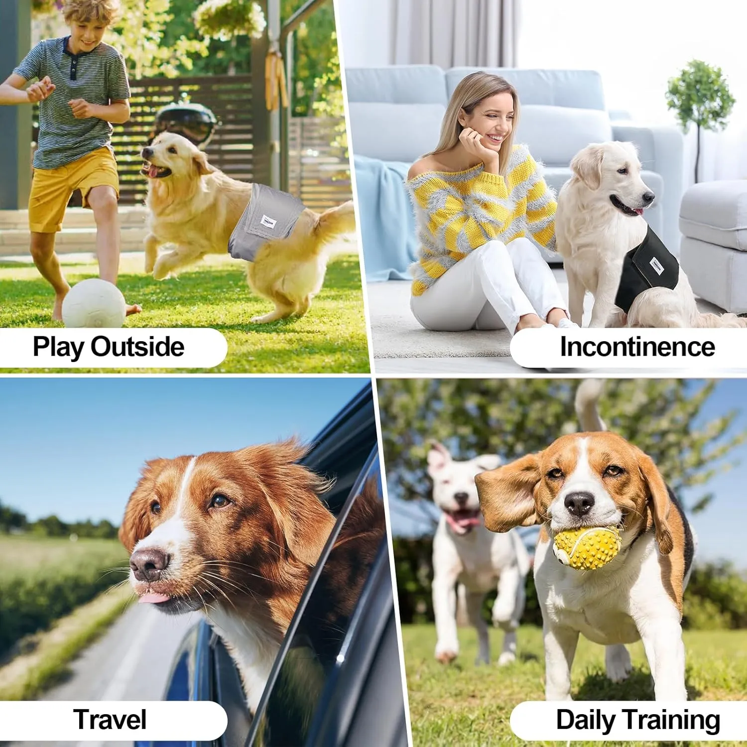 Washable Dog Diapers Male Reusable, Premium Belly Bands for Male Dogs, Pack of 3, High Absorbing Extra Large Male Dog Pee Wraps for Doggies in Incontinence or Excitable Urination and Training(XL)