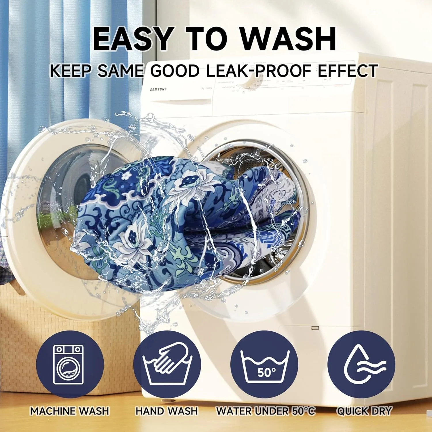 Washable Pee Pads for Dogs 2 Pack,35"x35" Waterproof Non-Slip Reusable Puppy Pad with Fast Absorbent,Leakproof Whelping Pads for Pet Housebreaking (Indigo Blue Medallion, 35"x35"(Pack of 2))